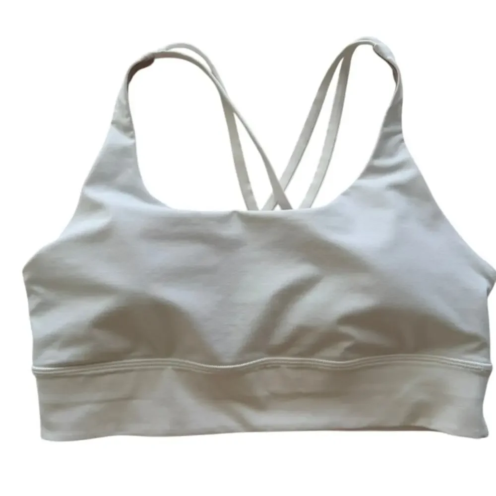 Lululemon Energy Bra Long Line White Size 12 Strappy Back Yoga Gym Run